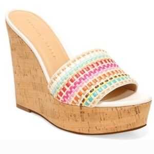 Veronica Beard Dali Multicolor Woven Platform Wedge Size 9M